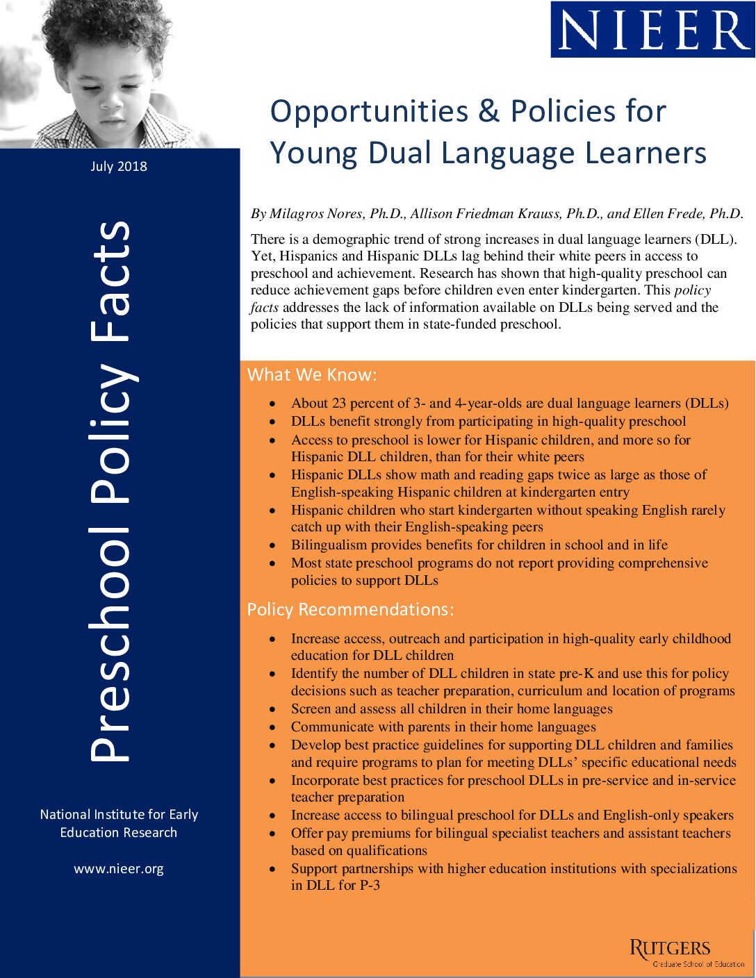 Opportunities & Policies for Young Dual Language Learners